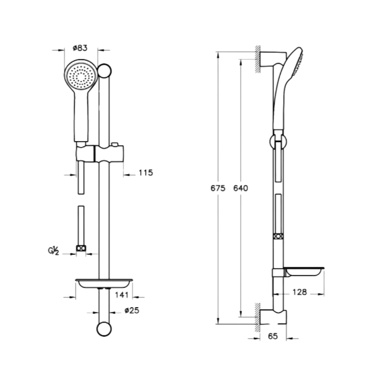 Artema A45676 Solo C 1F Sürgülü El Duşu Takımı Krom - Görsel 2