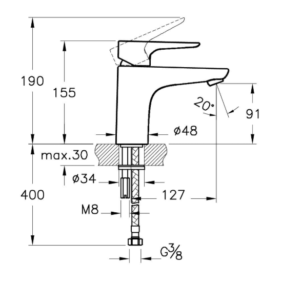 Artema X-Line A42321 Lavabo Bataryası - Görsel 2